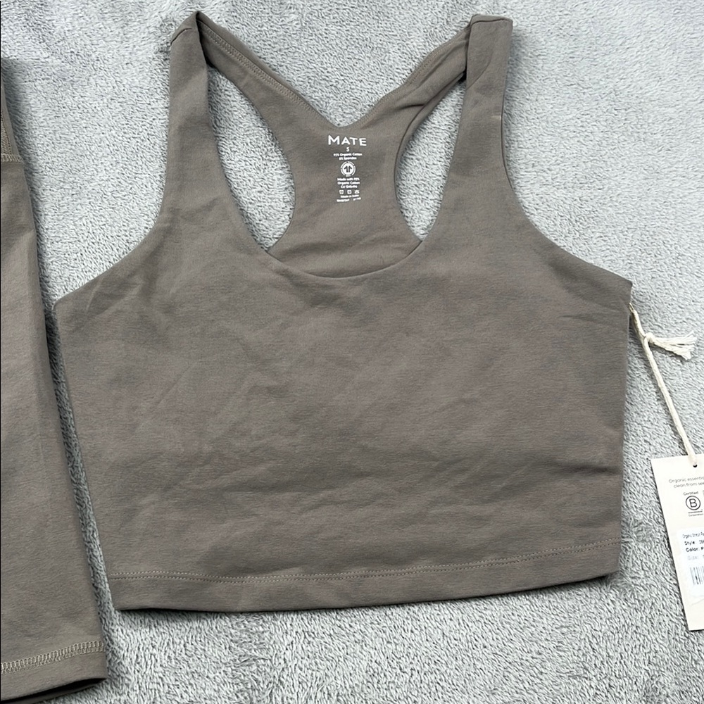 MATE the Label Women's Bike Shorts and Sports Bra Set in Taupe- read! - Picture 5 of 16